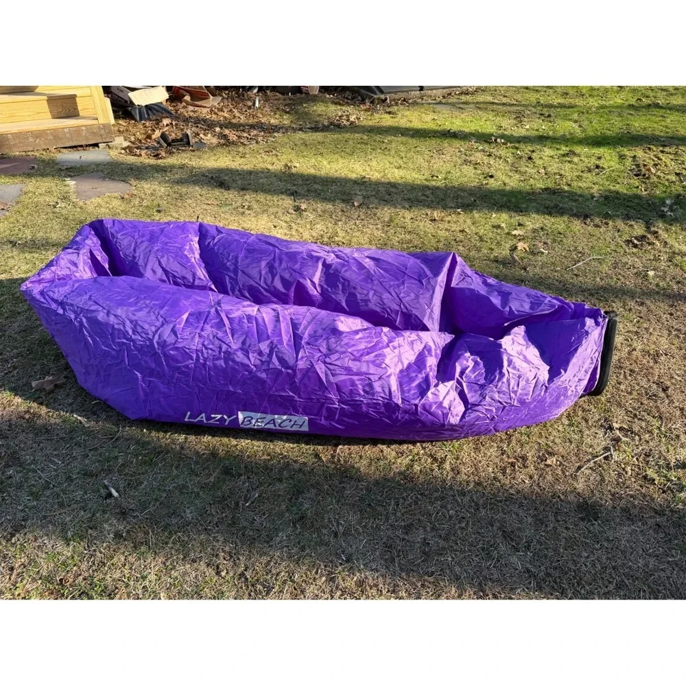 Lazy Beach Inflatable Air Lounger Sofa Purple Portable Wind Filled Seat Bag 6'